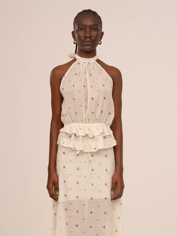 Lumea Floral Print Ruffle Halter Top