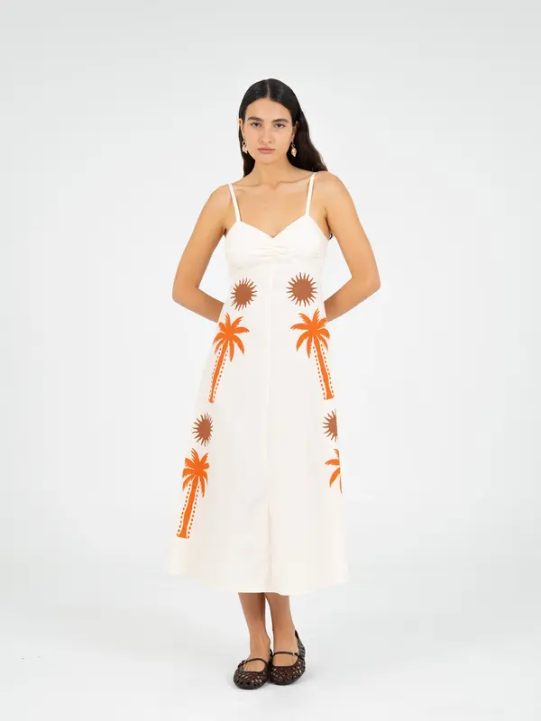 Lux Palm-Printed Dress
