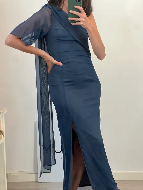 M DE J. Vestido azul asimétrico T.s