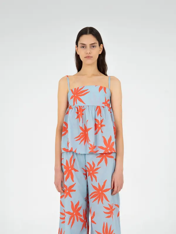 Magician Floral Print Blue Top