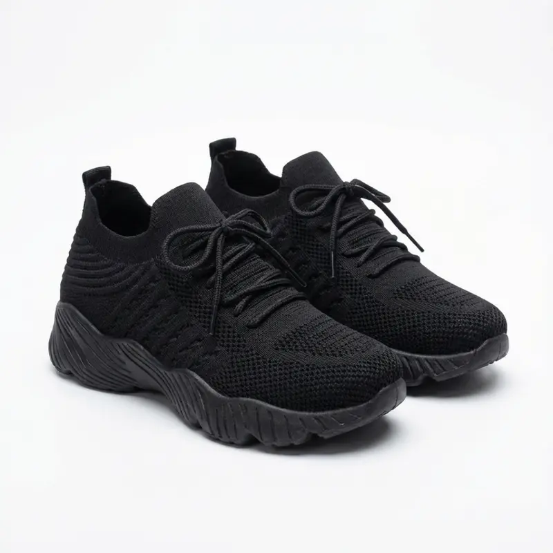 Maia | Zapatillas Running Mujer Knit Cordones Suela Gruesa Cuello Tipo Calcetín
