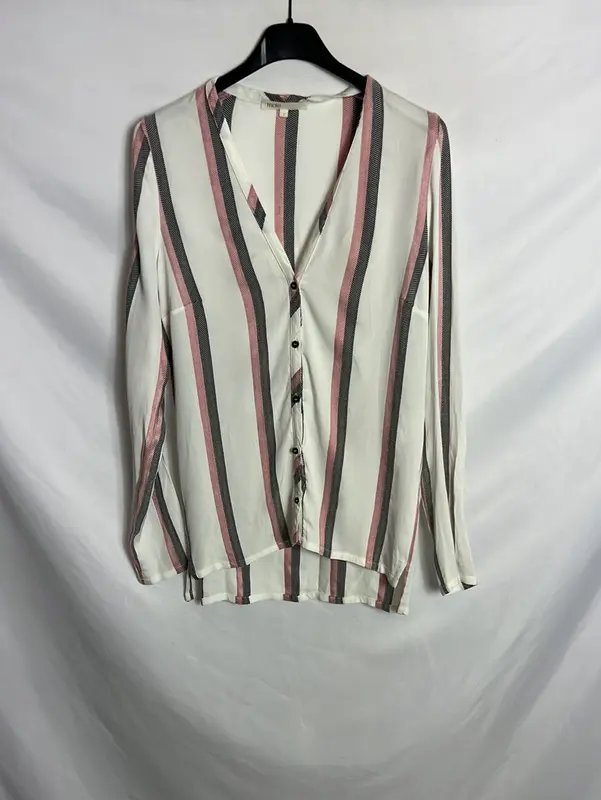 MAJE. Blusa blanca rayas. T 1 (S)