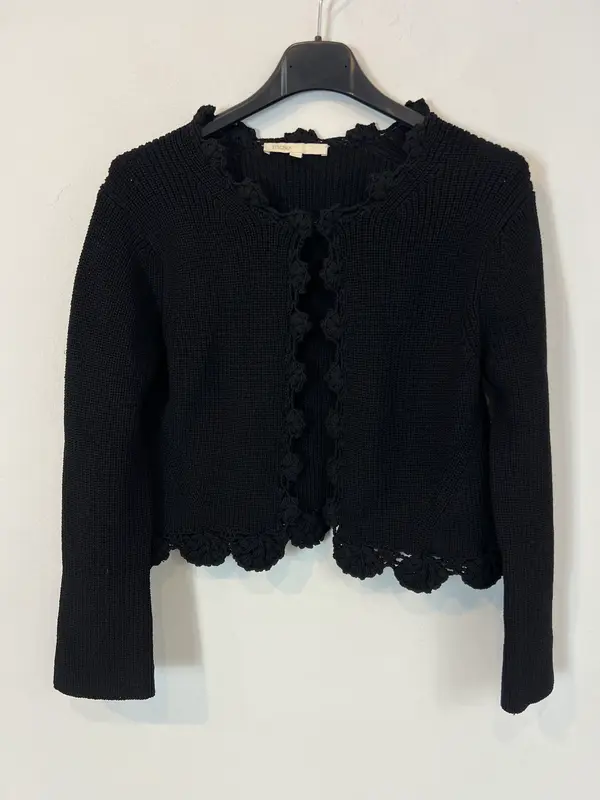 MAJE. Chaqueta punto negra detalles .T 1 (S)