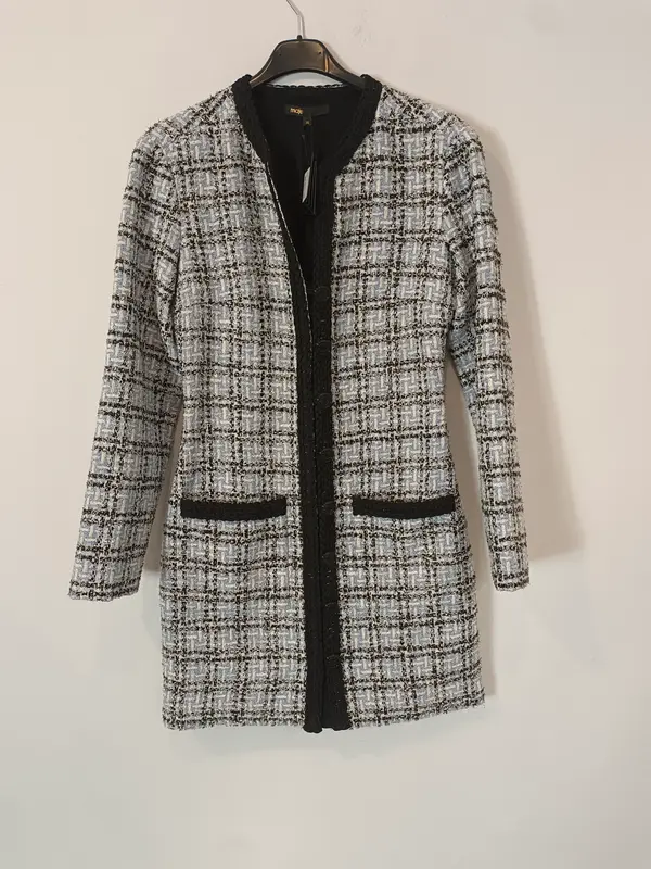 MAJE. Vestido corto tweed abotonado T.36