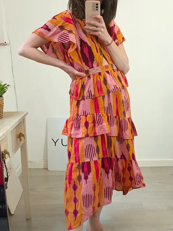 MAKSU. Vestido midi volantes T.m