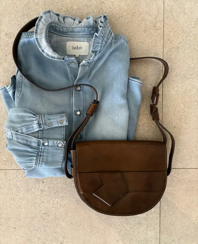 MALABABA. Bolso marrón piel asa larga