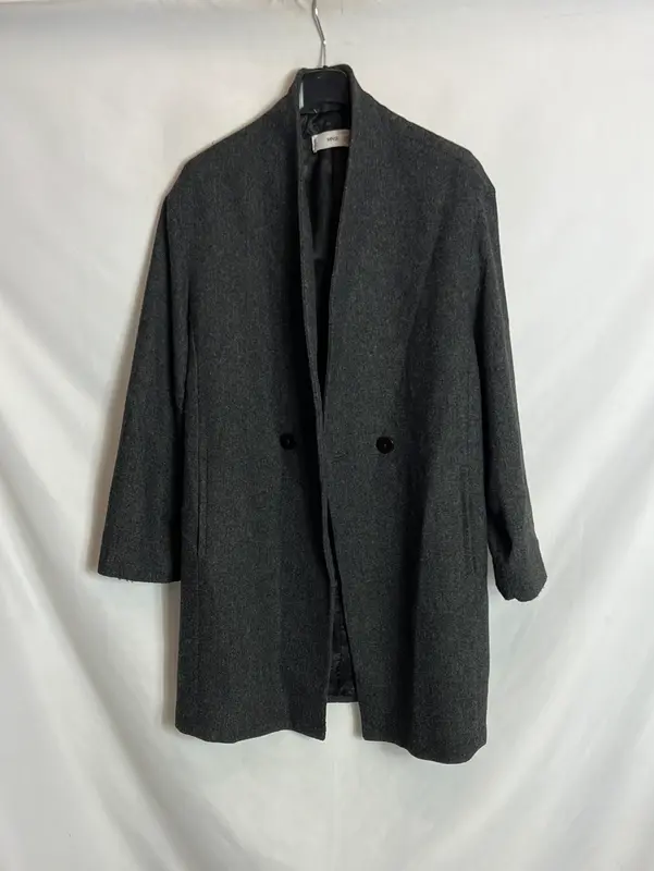 MANGO. Abrigo gris jaspeado T.xs
