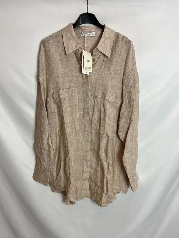MANGO. Blusa Lino rayas estilo oversized . T M