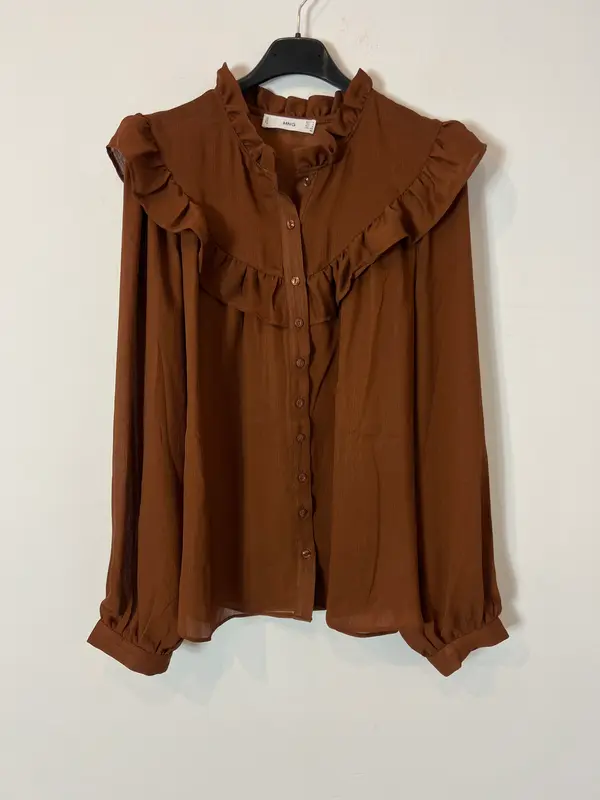 MANGO.Blusa marrón fluida. T M
