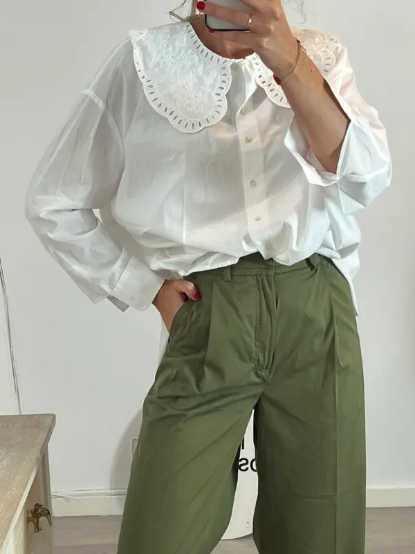MANGO. blusa oversized cuello bebé T.s