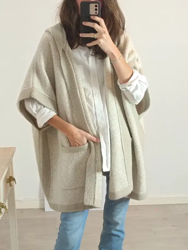 MANGO. Cárdigan beige jaspeado  TU(s/m)