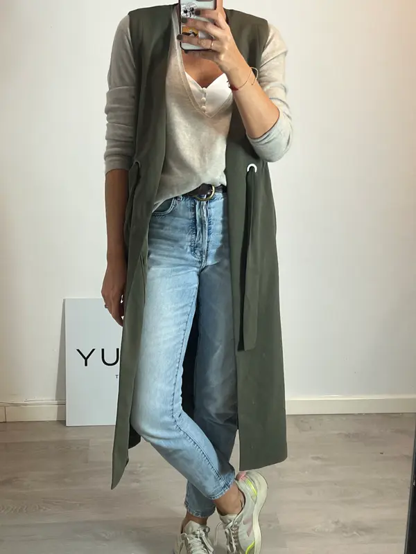 MANGO. Chaleco largo aberturas. T XS/S
