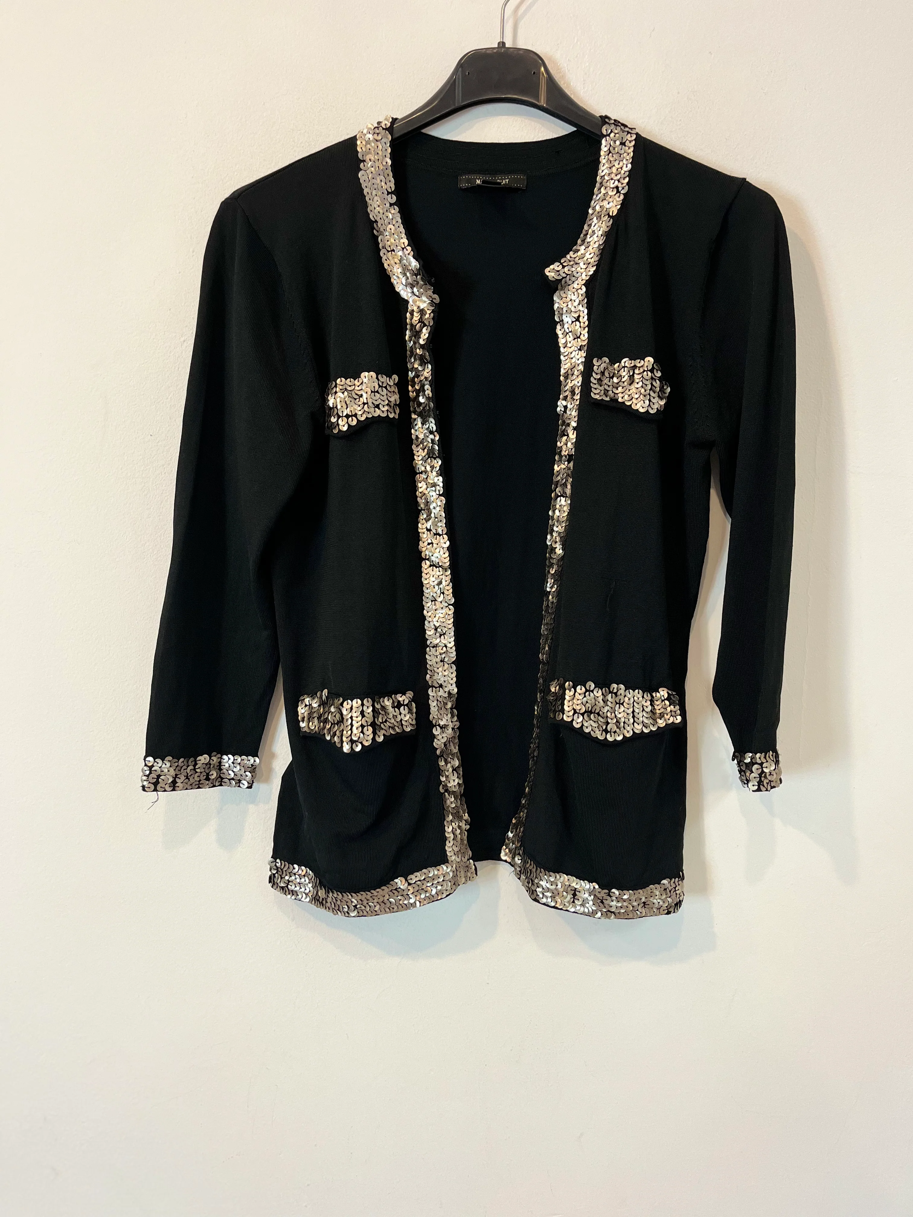 MANGO. Chaqueta punto lentejuelas. T L