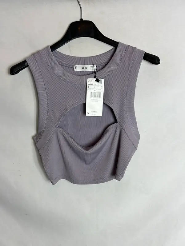 MANGO. Crop top elastico malva. T S