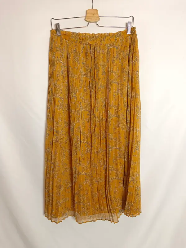 MANGO. Falda flores mostaza T.l