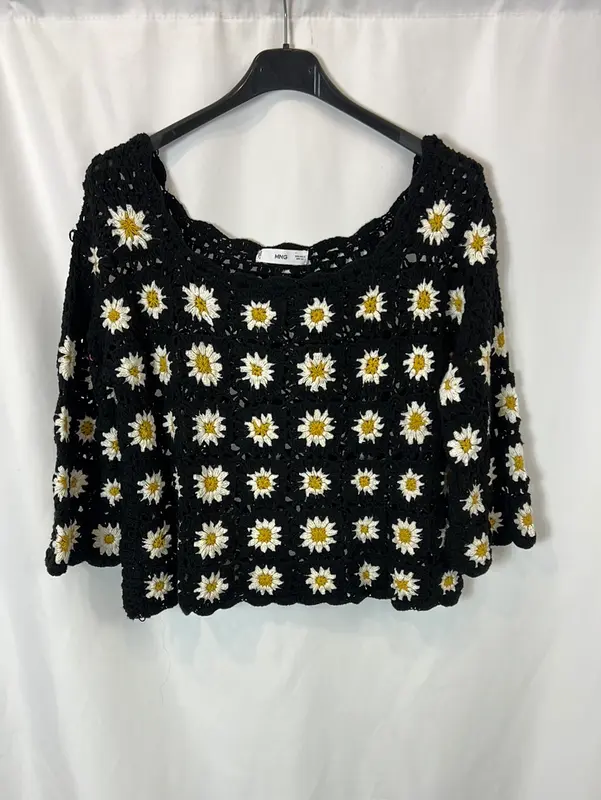 MANGO. Jersey croché margaritas T.s