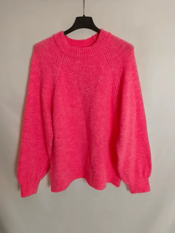 MANGO. Jersey rosa flúor T.xs