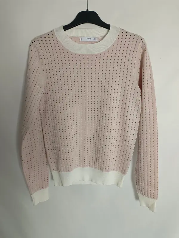 MANGO. jersey rosa troquelado T.s