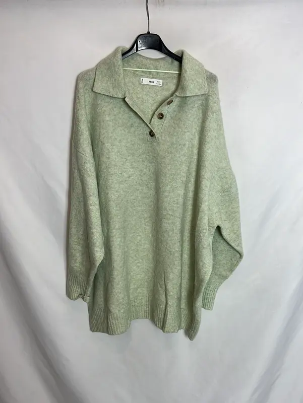 MANGO. Jersey verde polero T.l