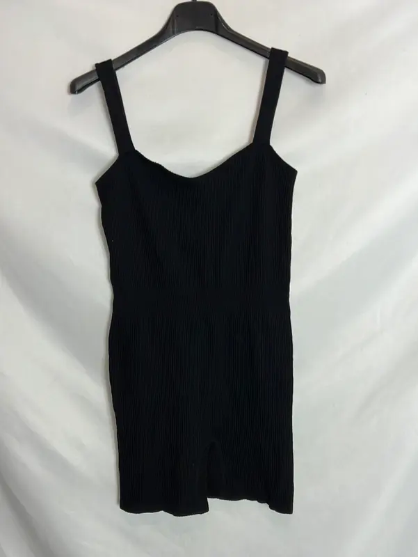MANGO. Mono elastico negro canalé . T M