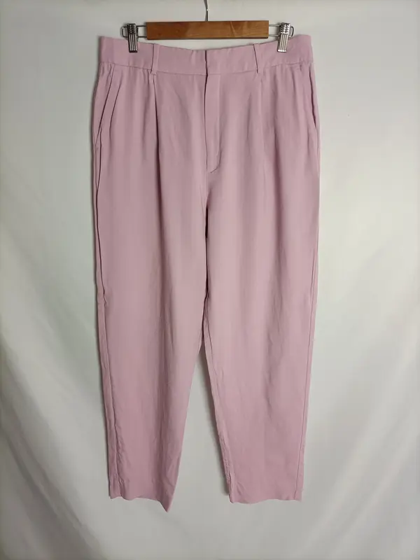 MANGO. Pantalón fluido rosa T.42