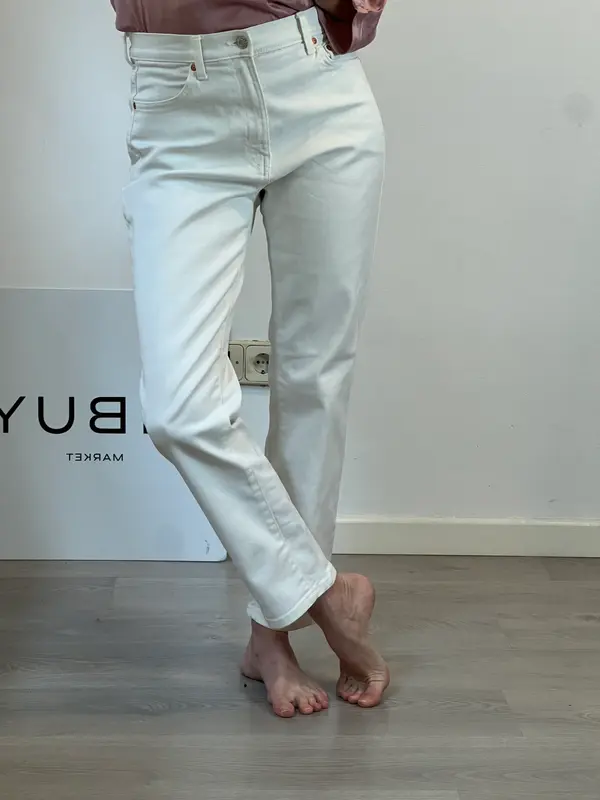 MANGO. Pantalón recto blanco T.38