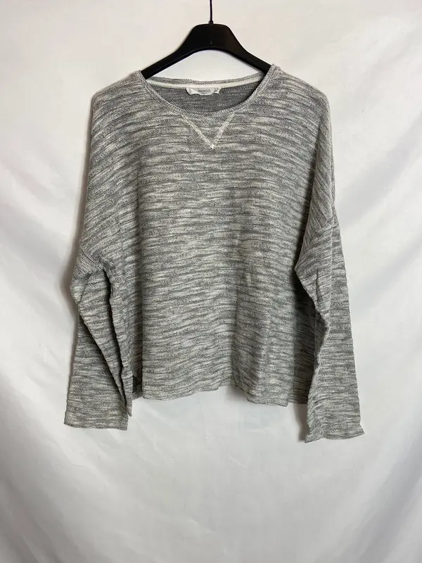 MANGO. Sudadera gris jaspeada T.M