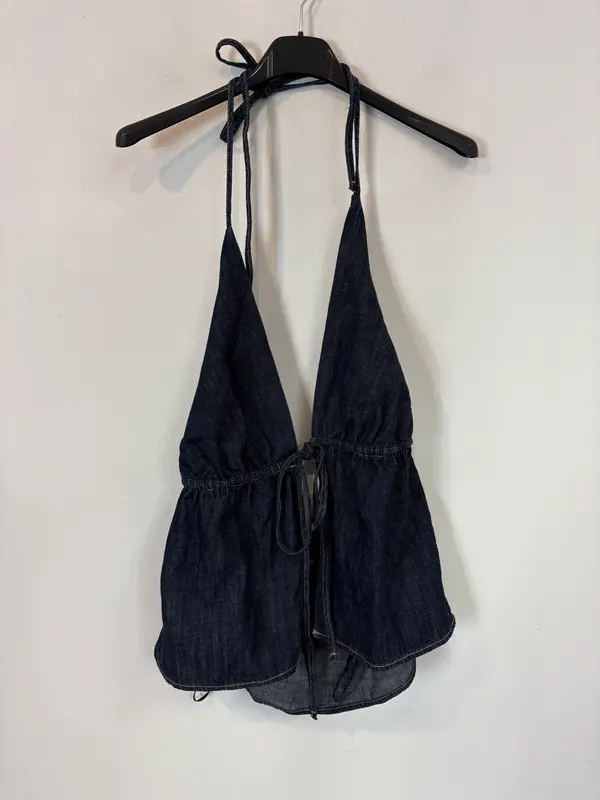MANGO. Top denim atado