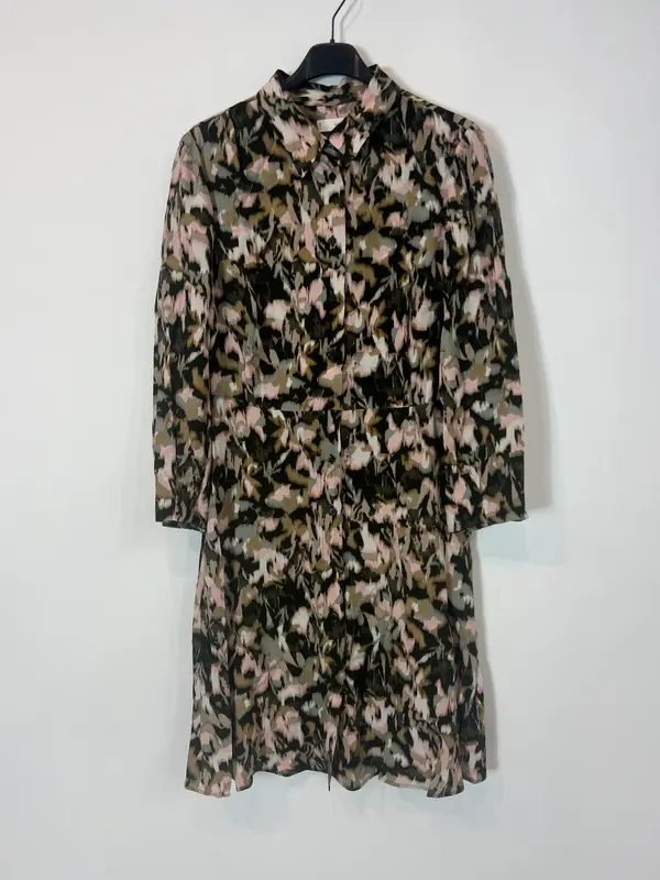 MANGO. Vestido camisero estampado. T M