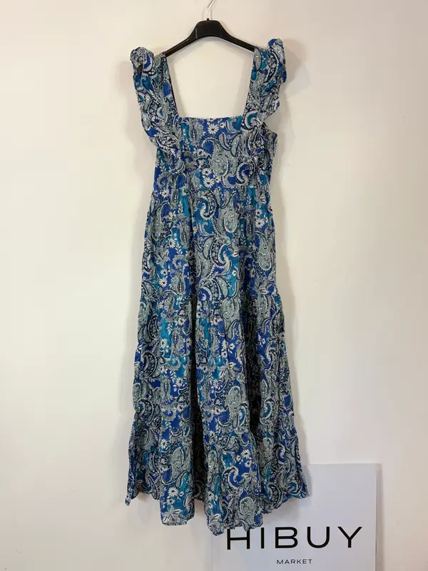 MANGO. Vestido con estampado azul