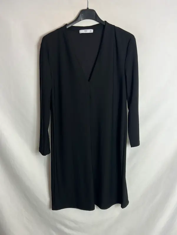 MANGO. Vestido corto negro elastico. T S