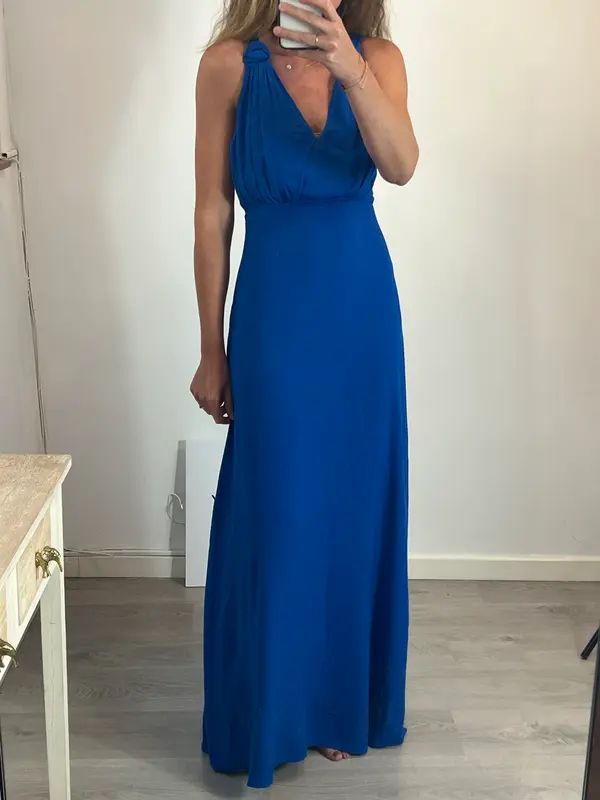 MANGO. Vestido largo azul klein. T L