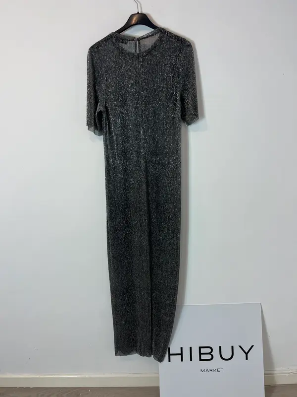 MANGO. Vestido largo detalle hilos T.s