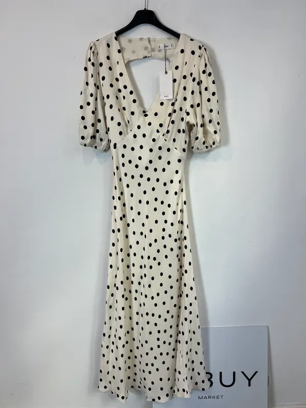MANGO. Vestido largo estampado lunares detalle espalda. T M