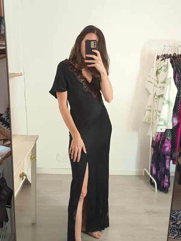 MANGO. Vestido largo lencero T.xs