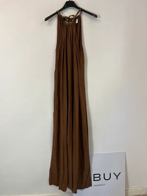 MANGO. Vestido largo marrón T.m