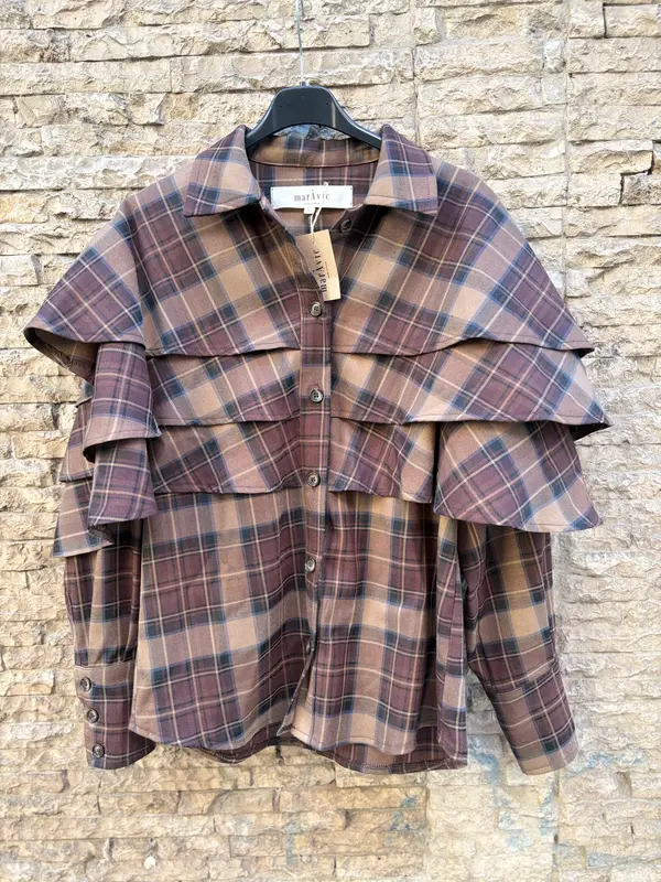 MARÁVIC. Camisa cuadros volantes. T S