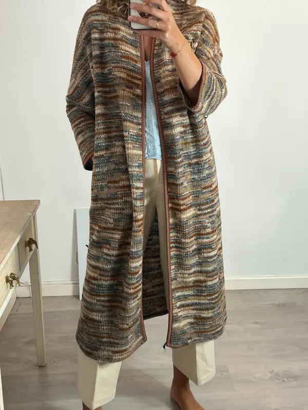 MARGOT. Chaqueta larga punto tonos tierra. T 12 (M/L)