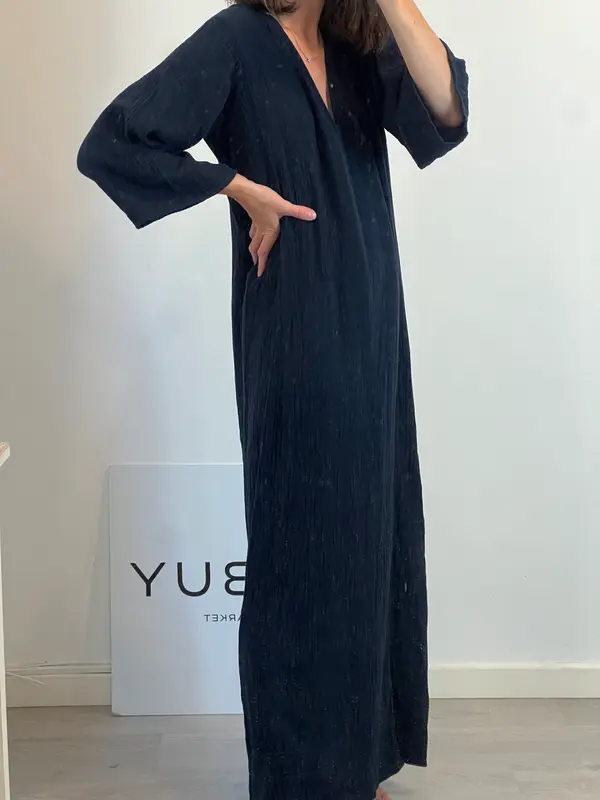 MARIA DE LA ORDEN. Vestido azul bambula T.s