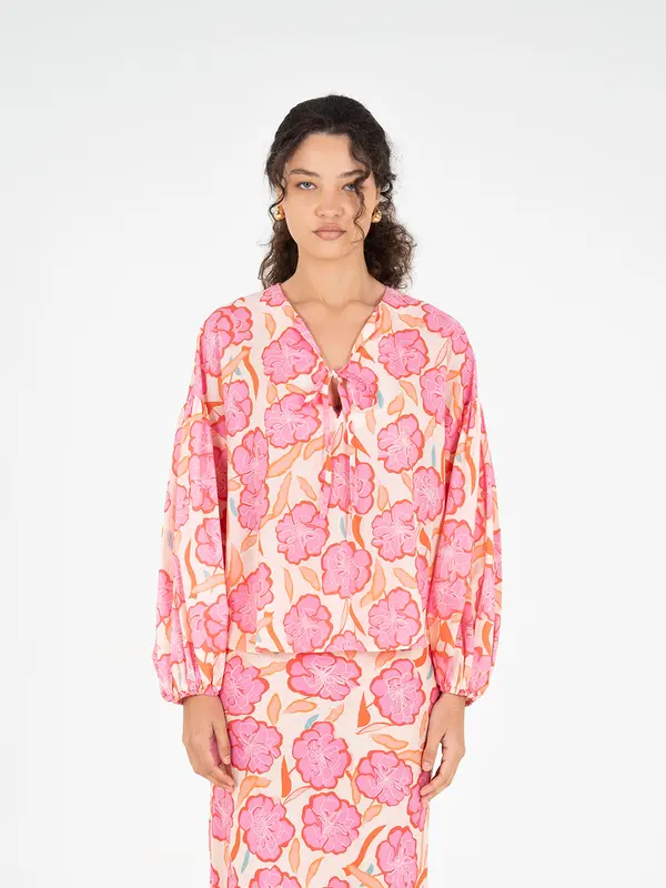 Marigold Pink Floral Print Blouse