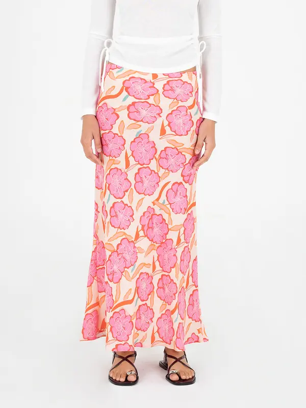 Marigold Pink Floral Print Skirt