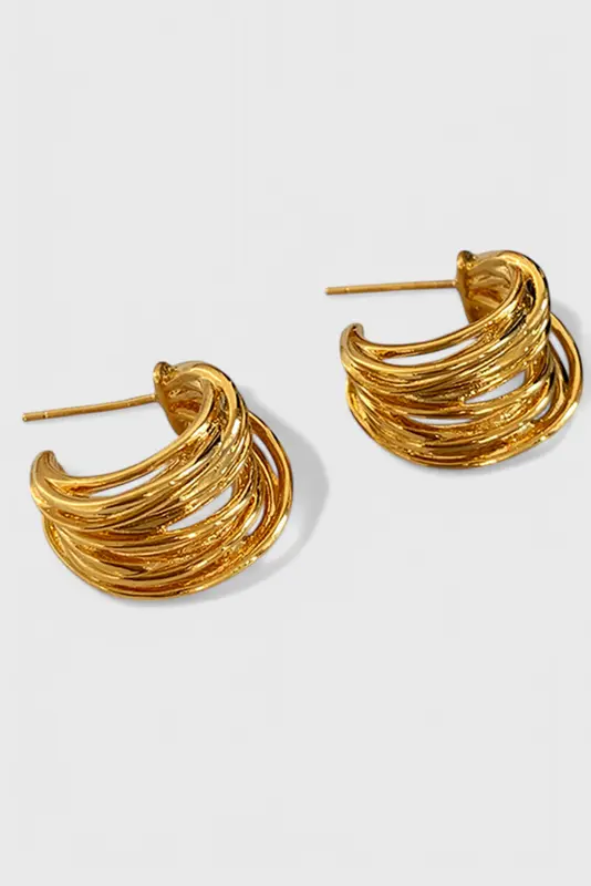 Marina - Pendientes de Aro Forma de C Talla Única