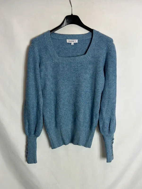 MARINA V. Jersey azul canalé T.2(m)