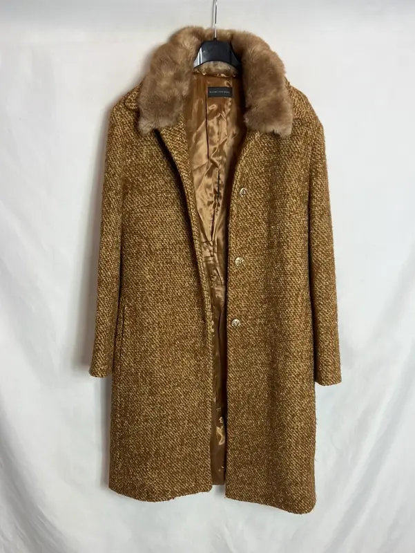 MASSIMO DUTTI. Abrigo jaspeado camel T.u(S) TARA