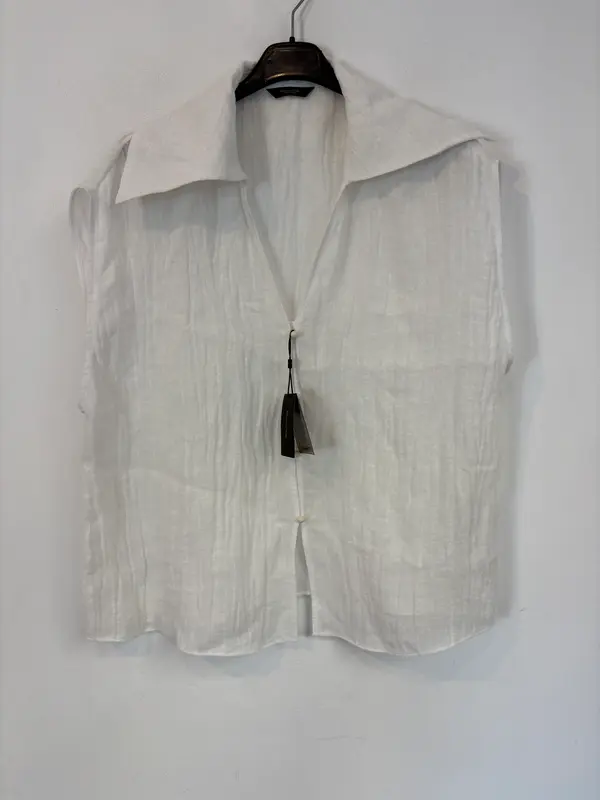 MASSIMO DUTTI. Blusa blanca mezcla