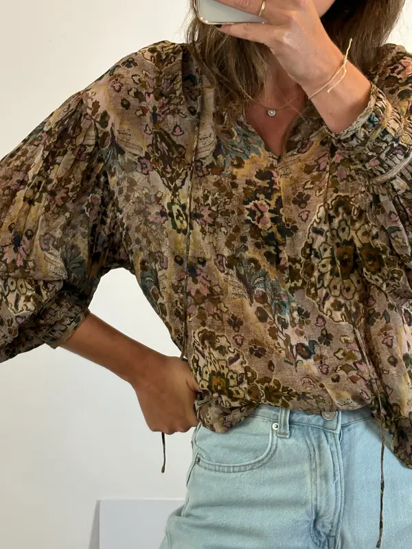 MASSIMO DUTTI. Blusa estampada fluida. T S