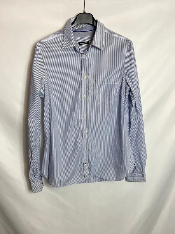 MASSIMO DUTTI. Camisa azul rayas T U (M)