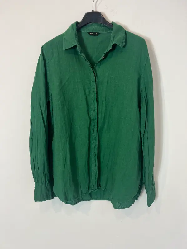 MASSIMO DUTTI. Camisa verdes lino  T.40