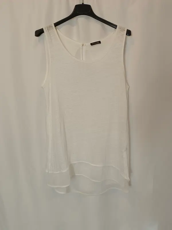 MASSIMO DUTTI. Camiseta blanca doble textura T.m