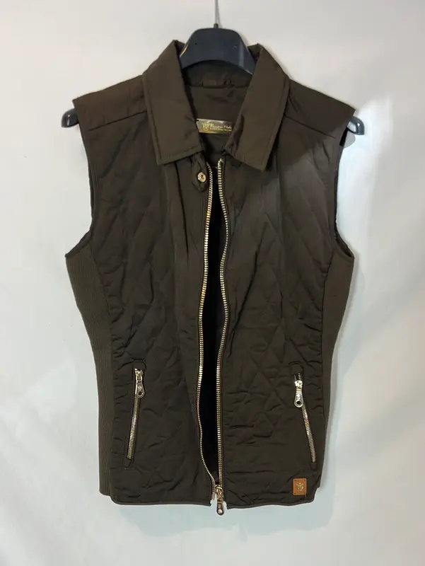 MASSIMO DUTTI. Chaleco verde guateado. T S